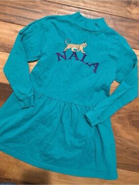 Vintage Disney Teal Long-Sleeve 'NALA' Embroidered Dress lion king size 8/10